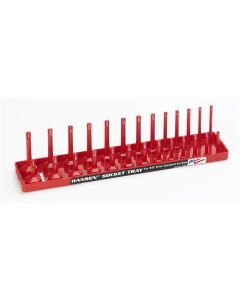 HNE3801 image(0) - Hansen Global 3/8 Inch Standard 2 Row Regular/Deep Socket Holder Tray - Red