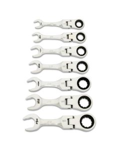 KDT86878 image(0) - GEARWRENCH 7 Piece 90-Tooth 12 Point SAE Stubby Flex Ratcheting Combination Wrench Set
