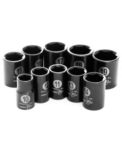 WLMW38201 image(0) - Wilmar Corp. / Performance Tool 10 Piece 3/8" Drive Metric Black Socket Set