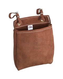 KLE5146 image(0) - Klein Tools Tool Bag, Leather All-Purpose Pouch with Belt Straps, 9 x 3 x 8-Inch
