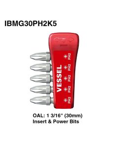 VESIBMG30PH2K5 image(0) - Vessel Tools Impact Ball Torsion Bits PH2X30 5PC (MG Holder)