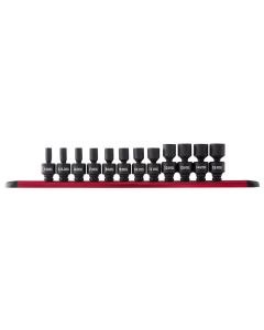 SUN1814 image(0) - SUNEX SOCKET SET IMPACT 1/4IN. DRIVE 12 PC UNIV METRIC