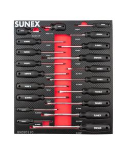 SUNSXCSDS20 image(0) - SUNEX Phillips Slotted and Torx Magnetic 20 Piece Screwdriver Set in EVA Foam