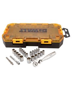 DWTDWMT73805 image(0) - DEWALT Drive Socket Set, SAE/Metric, 1/4-Inch Drive, 25-Piece