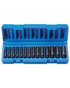 GRE9714MD image(0) - Grey Pneumatic 1/4" Surface Drive 14 Piece Deep Metric Set