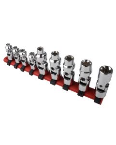 SUN9912 image(0) - SUNEX 9PC 1/4" DRIVE UNIVERSAL STAR CHROME SOCKET SET
