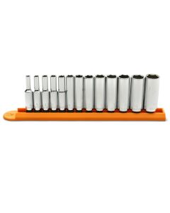 KDT80304 image(0) - GEARWRENCH 13 Piece 1/4 Inch Drive 6 Point Deep Metric Socket Set