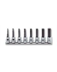 KKNRS3015M-8-L62 image(0) - Ko-ken USA 3/8 Sq. Dr. Bit Grip Ring Hex Bit Socket Set, 3mm-12mm Hex - 8 pieces