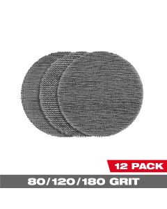 MLW48-80-6405 image(1) - Milwaukee Tool 3 Inch Assorted 80, 120, 180 Grit Mesh Sanding Discs with POWERGRID Tear Resistant Mesh &hyphen; (12 PK) + Pad Saver
