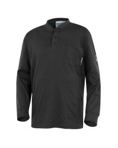 OBERON Henley Shirt - 100% FR/Arc-Rated 7 oz Cotton Interlock - Long Sleeves - Navy - Size: 4XL