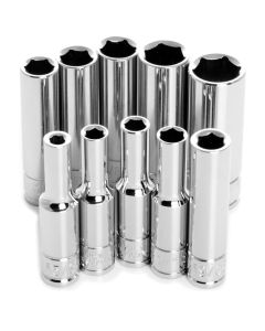 WLMW36300 image(0) - Wilmar Corp. / Performance Tool 10 Piece 1/4" Drive 6pt SAE Deep Socket Set