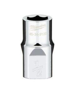MLW45-34-9100 image(0) - Milwaukee Tool 1/2" Drive 1/2" SAE  6-Point Socket with FOUR FLAT Sides, Vanadium Steel, Chrome