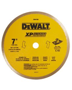 DWTDW4760 image(0) - DEWALT 7-Inch Wet Cutting Continuous Rim Saw Blade With 5/8-Inch Arbor For Ceramic Or Tile,Yellow