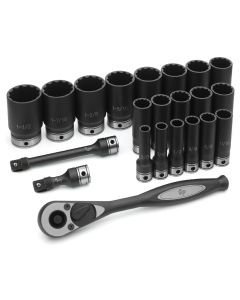 GRE82222D image(0) - Grey Pneumatic 1/2" Drive 22 Piece Fractional Deep Duo-Socket Set - 12 Point