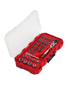 MLW48-22-2952 image(0) - Milwaukee Tool 44 Piece 1/4 Inch Hex Drive Mini Flex Head Ratchet and Bit Set