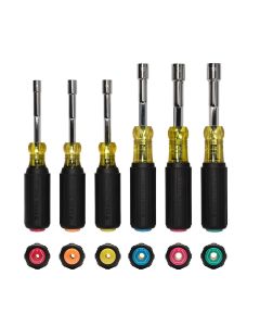 KLE65456M image(0) - Klein Tools Metric Color-Coded Hollow-Shaft Heavy-Duty Nut Driver Set, 6-Piece
