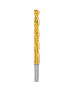 DWTDW1328 image(0) - DEWALT 7/16-Inch Titanium Nitride Coated 3/8-Inch Reduced Shank Split Point Twist Drill Bit, Gold