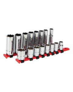 WLMW38306 image(0) - Wilmar Corp. / Performance Tool 16 Piece 3/8" Drive Metric Socket Set
