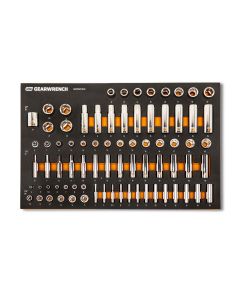 KDTGWMSSKTHMM image(0) - GEARWRENCH 77 Piece 1/4", 3/8" & 1/2" Drive Hi-Viz Metric Socket Set in Foam Tray