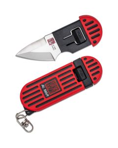 SUNAMK1001RBKBL image(0) - SUNEX Al Mar Stringer D2 Wedge Blade Keychain Knife in Blister Card - Red/Black