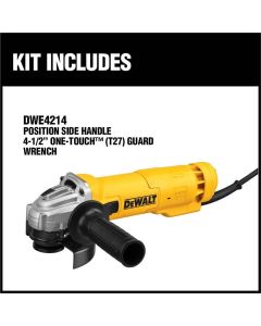 DWTDWE4214 image(0) - DEWALT Angle Grinder Tool, 4-1/2-Inch, Slide Switch, 11-Amp