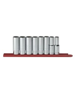 KDT80713 image(0) - GEARWRENCH 8 Piece 1/2 Inch Drive 12 Point Deep SAE Socket Set