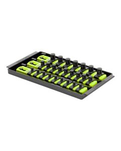 ERN8560HV image(0) - Ernst Mfg. 3 Rail Universal Twist Lock Socket Tray 8" HI-VIZ, 25 Socket Clips - 9) 1/4", 9) 3/8" and 7) 1/2"