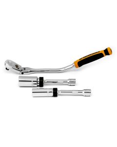KDT81229T image(0) - GEARWRENCH 3 Piece 3/8 Inch Drive 90-Tooth Spark Plug Ratchet Set