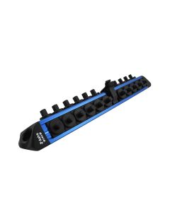 AST914VB image(0) - Astro Pneumatic 1/4 Inch Drive V12 Locking Magnetic Socket Organizer for 22 Sockets Plus Ratchet - Blue