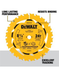 DWTDWA281424B10 image(0) - DEWALT 8-1/4 in. 24T Circular Saw Blade