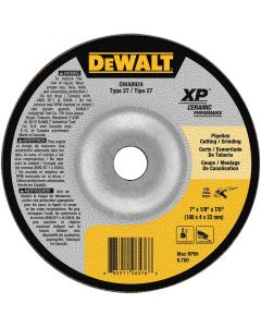 DWTDWA8924 image(0) - DEWALT Extended Performance Pipeline Grinding 7-Inch X 1/8-Inch X 7/8-Inch Ceramic Abrasive
