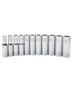 JSP78224 image(0) - J S Products (steelman) 11-Piece 3/8-Inch Drive Deep 6-Point Chrome Metric Socket Set