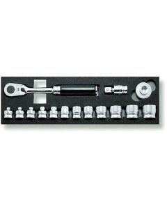 KKN3285ZA image(0) - Ko-ken USA 3285ZA-72T 3/8 Sq. Dr. 15 Piece Z-Series 6-Point Metric Socket Set 5.5-22mm