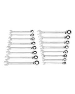KDT86629 image(0) - GEARWRENCH 16 Piece 90-Tooth 12 Point Metric Reversible Ratcheting Wrench Set