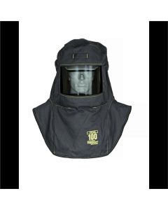OBRTCG100-A5 image(0) - OBERON Hood with A5 Hard Hat Adapters - Arc Flash - 100 Cal TCG - Color: Black - Window: True Color Grey (TCG)
