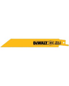 DWTDW4811B image(0) - DeWalt 6-in. 18 tpi Straight Back Bi-Metal Reciprocating Blade (100 pk)