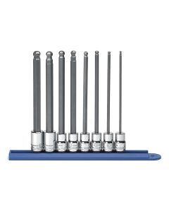 KDT80573 image(1) - GearWrench 8 Piece 3/8 Inch Drive Long Ball End Hex Bit Metric Socket Set