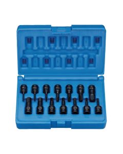 GRE9298HC image(0) - Grey Pneumatic 1/4" Drive 14 Piece Impact Hex Driver Set.