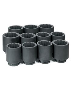 GRE9111MD image(0) - Grey Pneumatic 1" Drive 11 Piece Deep Metric Set 76mm to 115mm - 12 Point