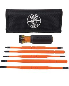 KLE32293 image(0) - Klein Tools Flip-Blade Insulated Screwdriver, 2-in1, Ph Bit #2, Sl Bit 1/4-Inch
