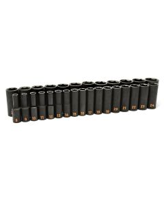 KDT84935H image(0) - GEARWRENCH 29 Piece 1/2" Drive 6 Point Metric Hi-Viz Deep Impact Socket Set