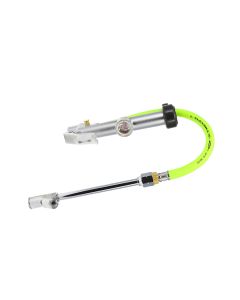 LEGAL2051FZ image(0) - Legacy Manufacturing Flexzilla Dual Foot Tire Inflator with, 12" Hose, Glass Sight Gauge (10 to 120 psi), ZillaGreen