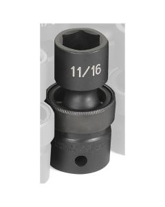GRE2022U image(0) - Grey Pneumatic 1/2" Drive x 11/16" Standard Universal Socket