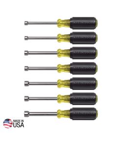 KLE65160 image(0) - Klein Tools Nut Driver Set, Metric Nut Drivers, 3-Inch Shafts, 7-Piece