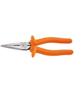 KLED203-8N-INS image(0) - Klein Tools Insulated Long Nose Pliers, Side-Cutting/Stripping