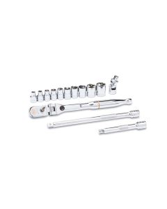 KDT81391 image(0) - GEARWRENCH 14 Piece 1/4 Inch Drive 120XP Locking Flex Head Ratchet and 6 Point SAE Stubby Socket Mechanics Tool Set