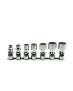 KKNRS3445W-7 image(0) - Ko-ken USA RS3445W/7 3/8 Sq. Dr. Universal Socket set Whitworth 1/8-1/2 12 point 200mm  7 pieces