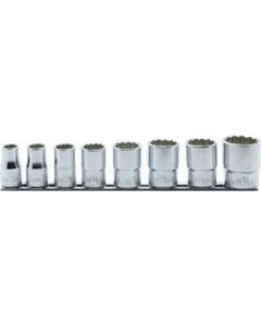 KKNRS4405W-8 image(0) - Ko-ken USA RS4405W/8 8 Piece 1/2 Sq. Dr. Whitworth, 12 Point, SAE, Chrome Socket Set