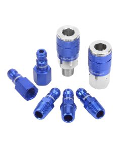 LEGA72457C image(0) - Legacy Manufacturing ColorConnex Coupler and Plug Kit, 7-Piece, Type C, 1/4" Body, 1/4" NPT, Blue