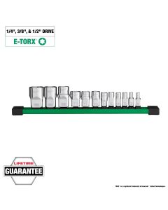 MLW48-22-9570 image(0) - Milwaukee Tool 12pc 1/4 inch, 3/8 inch, and 1/2 inch Drive External TORX Socket Set